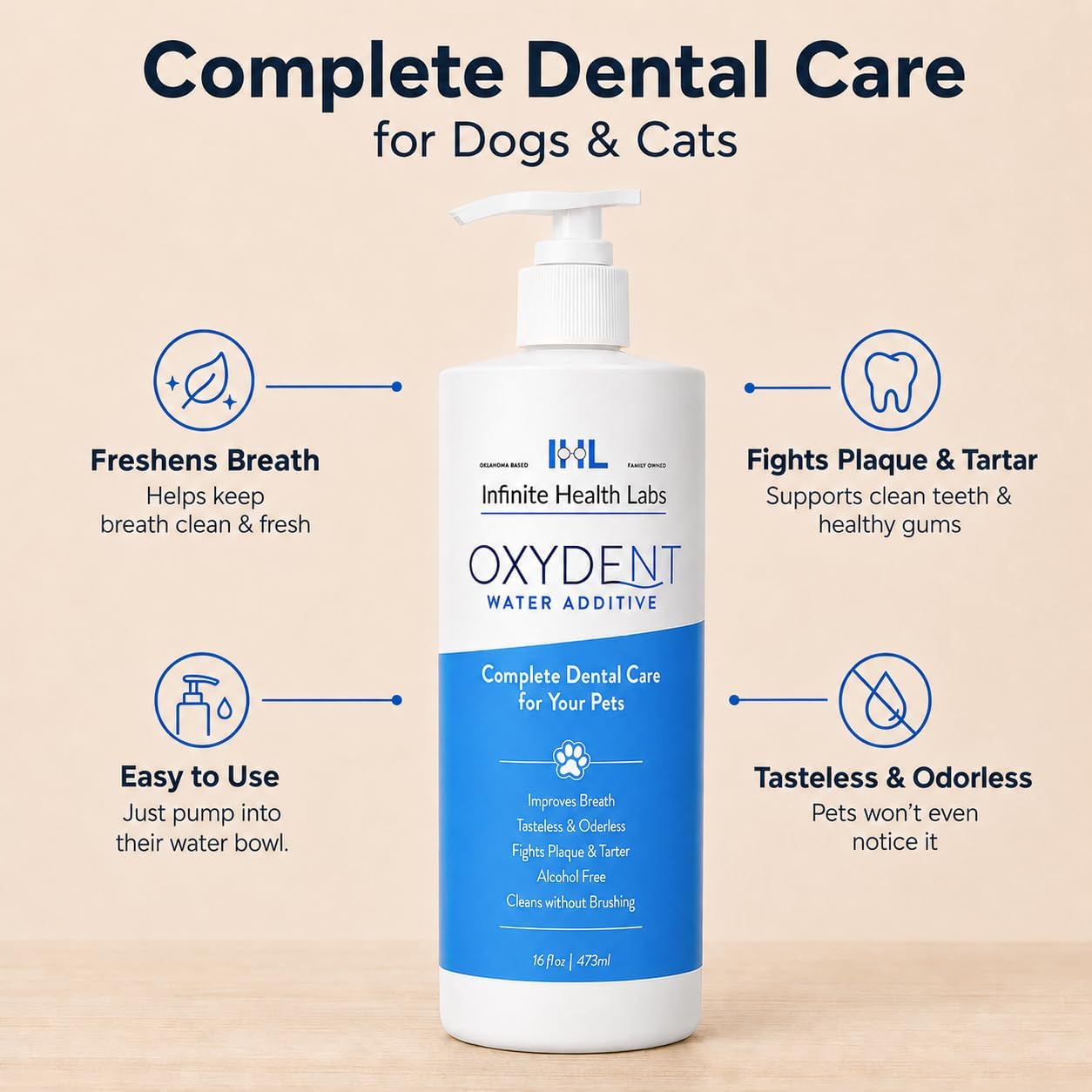 Oxydent Pet Dental Water Additive, Dogs & Cats, 16 oz