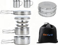 BeGrit Stainless Steel Camping Cookware Pot and Pan Set for Backpacking
