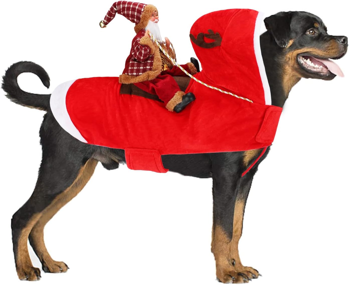 BWOGUE Santa Dog Costume, Dog Christmas Outfit, Riding Pet Clothes, Size L