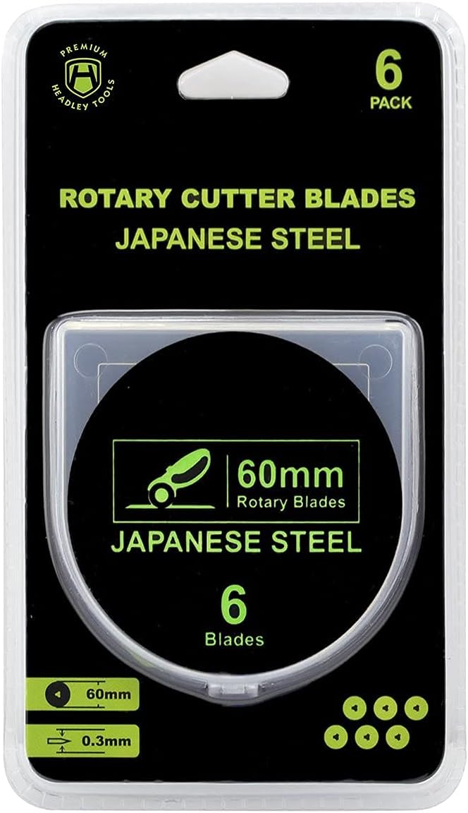 HEADLEY TOOLS 60mm Rotary Cutter Blades 10 Pack Fits Olfa, Fiskars, Replacement Rotary Blade for Arts Crafts Quilting Scrapbooking Sewing, Sharp and Durable