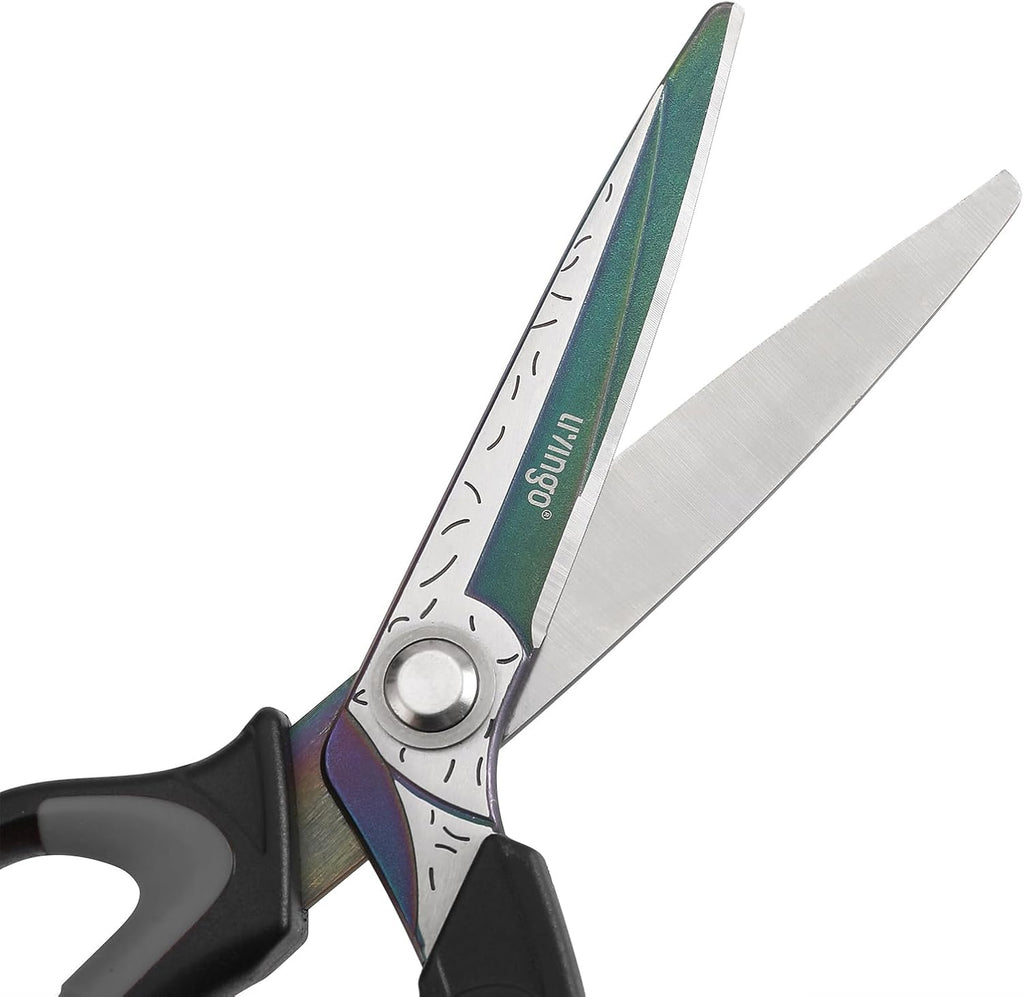 LIVINGO 10" Heavy Duty Multipurpose Shears for Shop & Garden (Black/Grey)