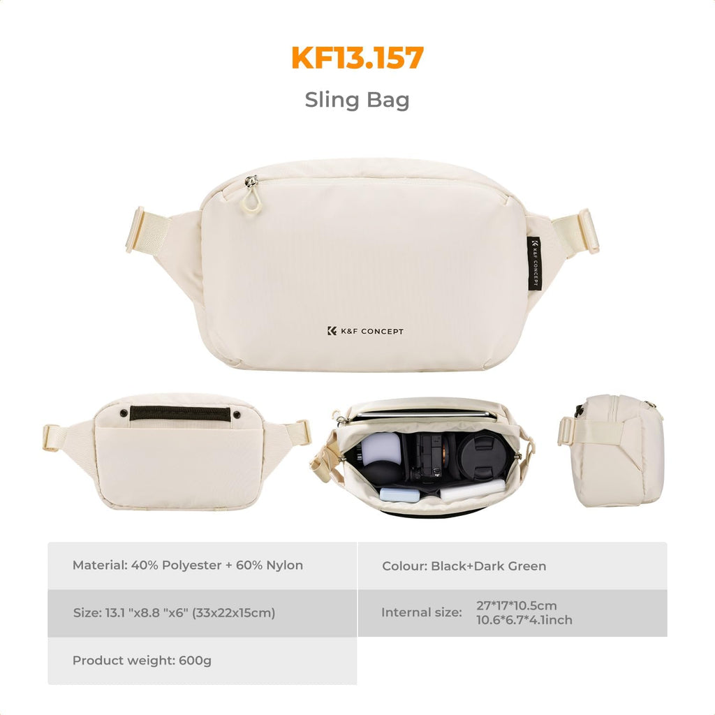 K&F CONCEPT 2 in 1 Camera Sling Bag, Everyday Shoulder Bag