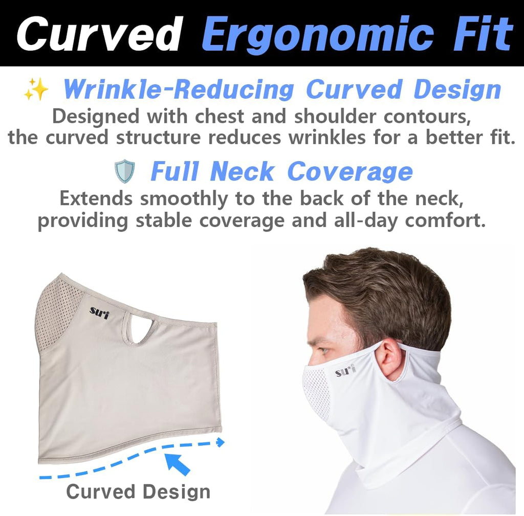 KOREA (Type E) UV Sun Protection Half Face Mask - For Golf, Hiking, Running, Cycling & Outdoor Sports