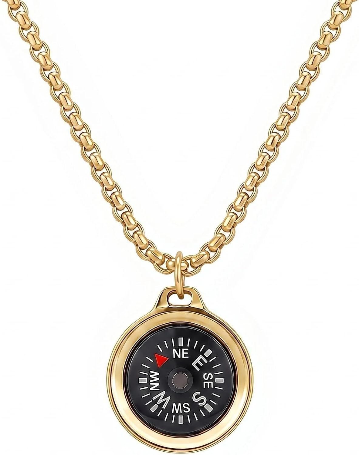 Engraved Compass Necklace, Navigation Compass Necklace