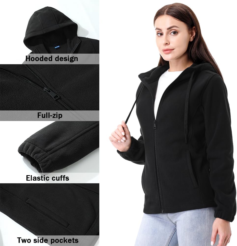 GIMECEN Women's Soft Polar Fleece Jacket Full Zip Hooded Sweatshirts