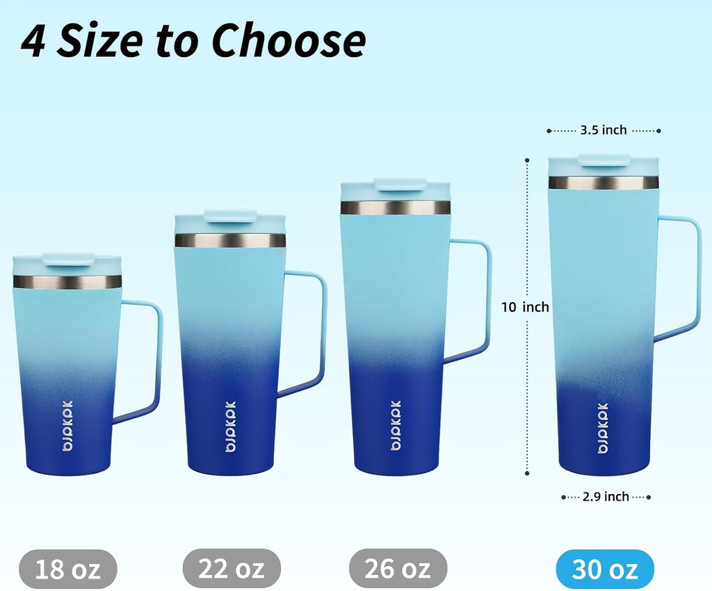 BJPKPK 30oz Insulated Tumbler with Handle, Lid & Straw, Stainless Steel