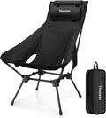 Trakiom High Back Camping Chair with Head/Neck Support Widened Seat, Black