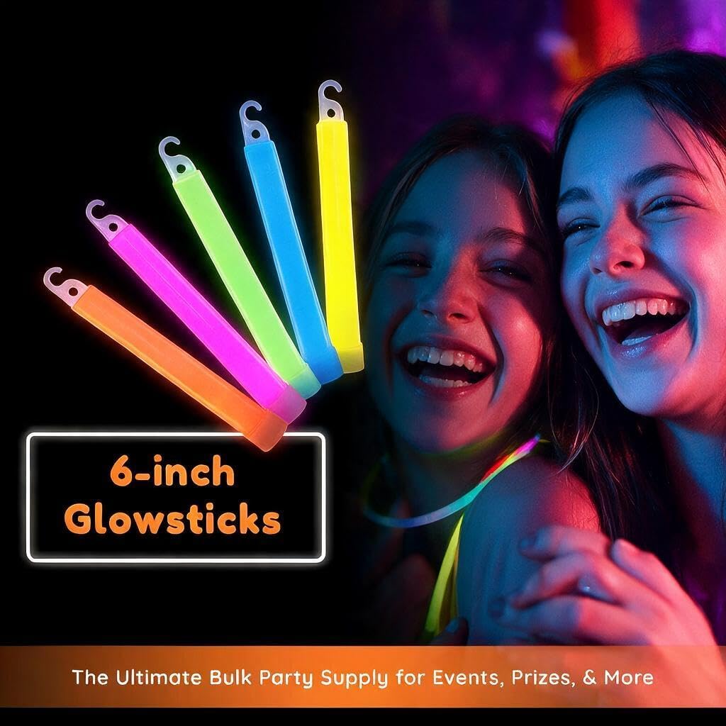 novelinks 50 Pack 6 Inch Glow Sticks Bulk Party Pack for Kids and Adults