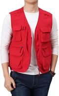 Flygo Men's Utility Cargo Vest Outdoor Fishing Safari Travel Work Photo Vest with Pockets