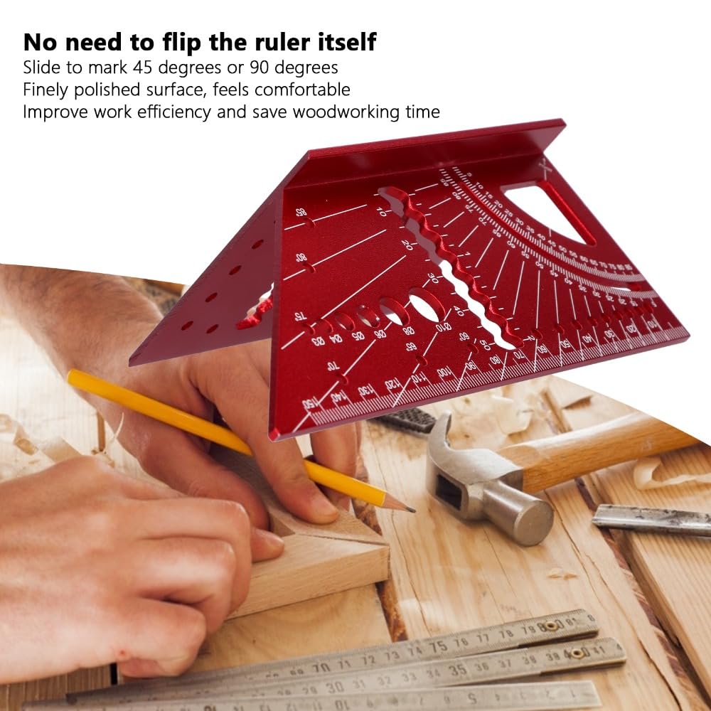 Aluminum Alloy Woodworking Ruler 150mm | 45/90 Degree Angle Measuring Tool with Etched Marking for Carpentry and Drilling Guide