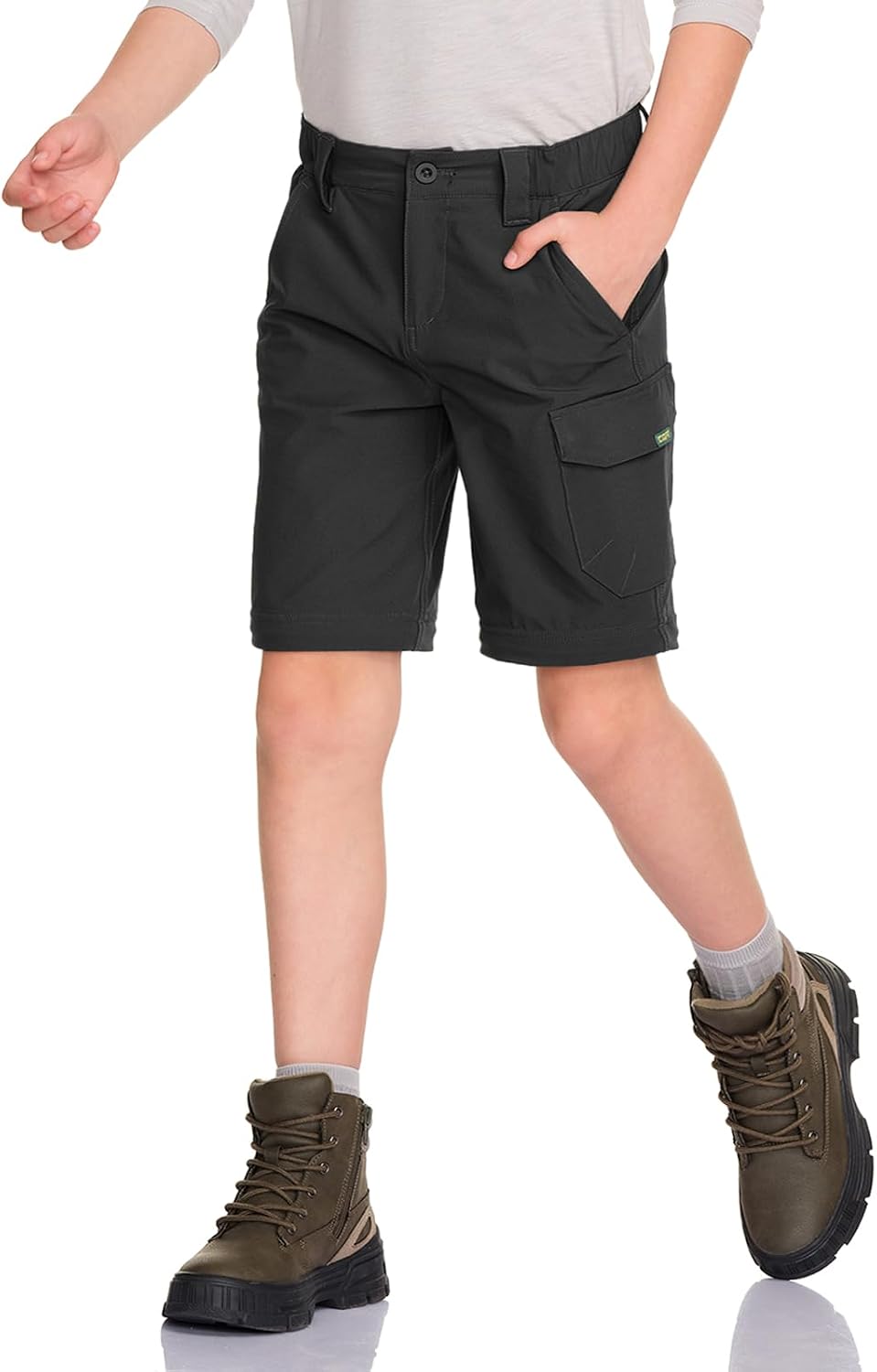 CQR Kids Youth Hiking Cargo Pants, UPF 50+ Quick Dry Convertible Zip Off Pants, Outdoor Camping Pants