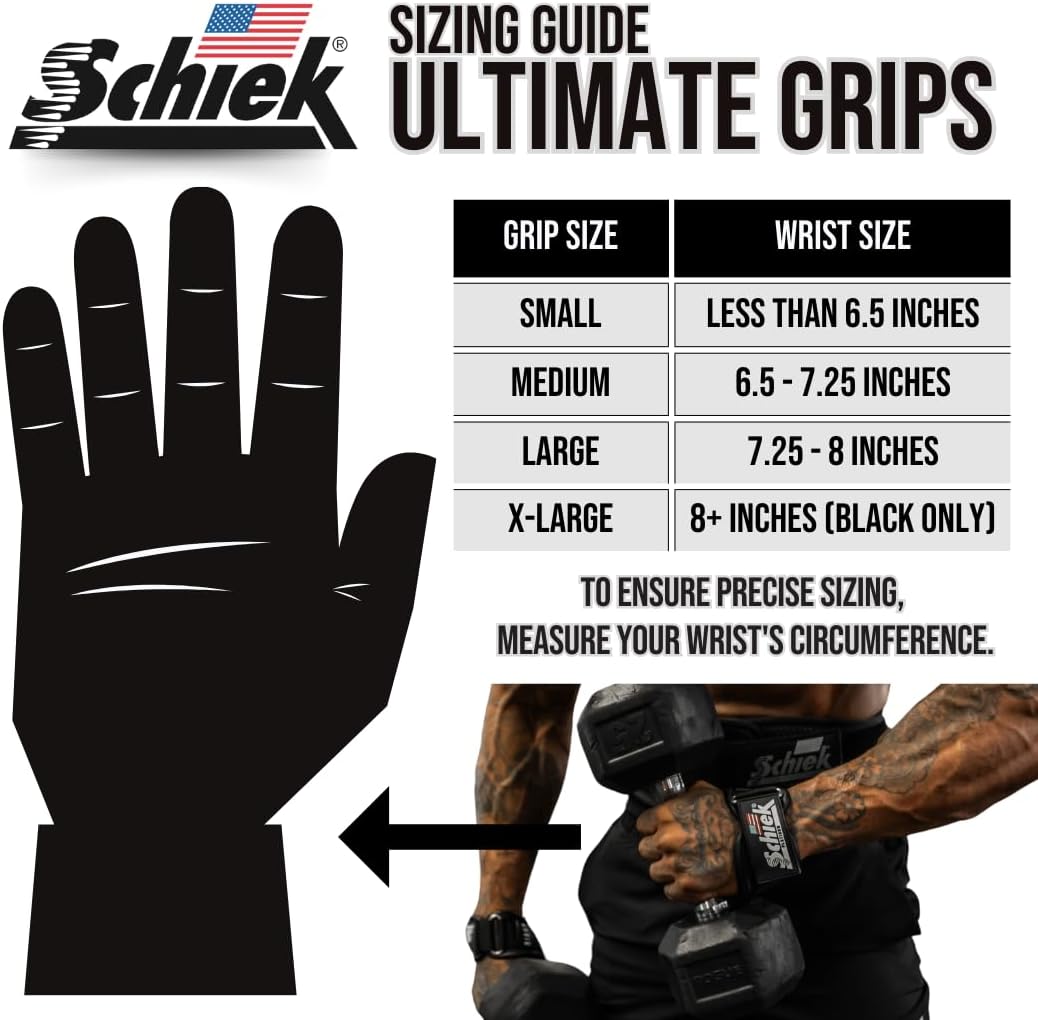 Schiek Sports Model 1907 Platinum Edition Ultimate Grips - 3 in 1 Weight Lifting Straps Wrist Wraps and Grip Pads