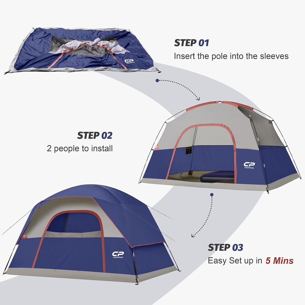 CAMPROS CP Tents for Camping 2/4/6 Person, Waterproof Windproof Dome Tent