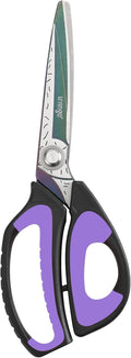 LIVINGO 10" Heavy Duty Multipurpose Shears for Shop & Garden (Black/Purple)