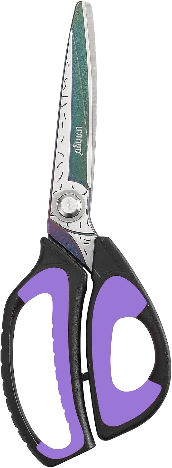 LIVINGO 10" Heavy Duty Multipurpose Shears for Shop & Garden (Black/Purple)