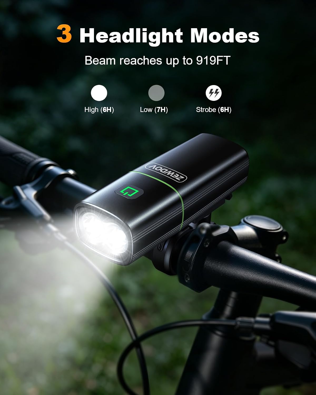 Zewdov High Lumen Super Bright Bike Lights for Night Riding, Adjustable Modes Bicycle Lights Front and Rear, IP65 Waterproof & Rechargeable Bike Headlight and Taillight Set for Cycling Electronics