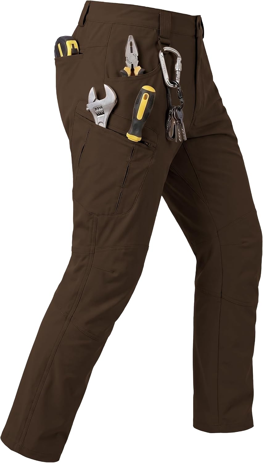 Men's Stretch Tactical Pants Lightweight Hiking Cargo Pants Water Resistant Multi Pocket Casual Outdoor Work Pants (No Belt)