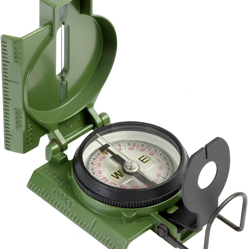 US Military Style Phosphorescent Waterproof Lensatic Compass Accurate Hand Held Compasses with Pouch for Hiking Camping Navigation Survival Backpacking Orienteering