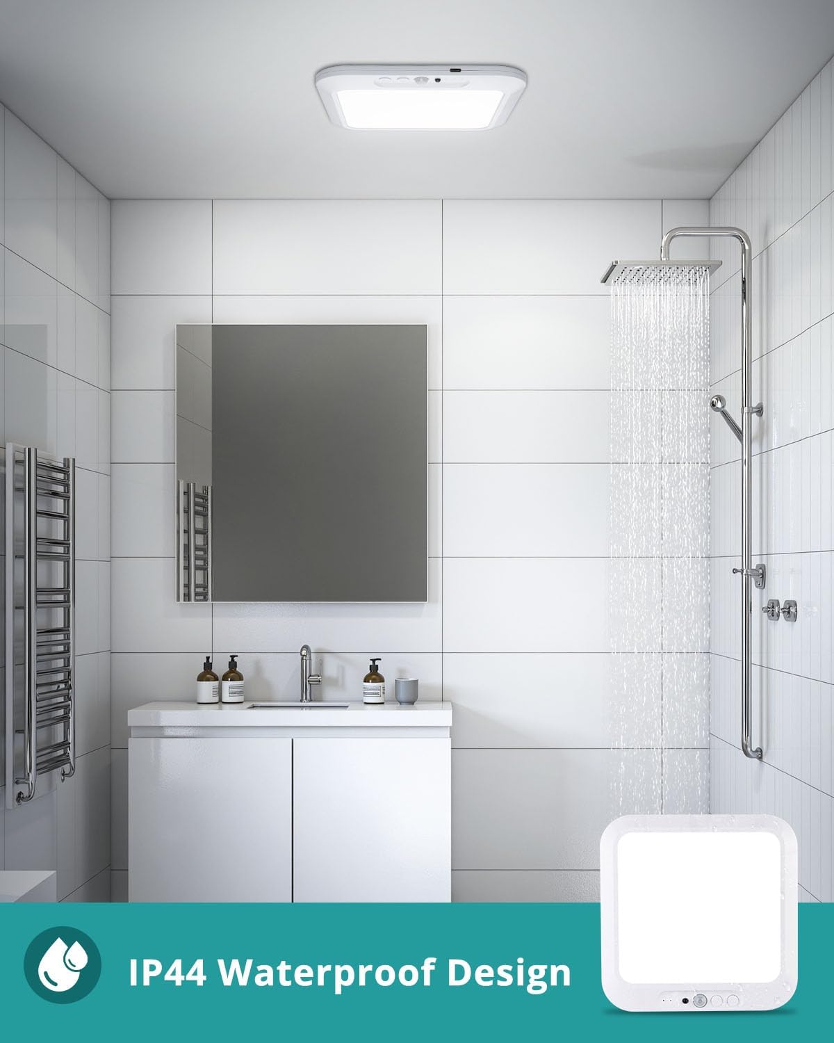 wowatt Rechargeable Battery Operated Ceiling Light Motion Sensor Indoor