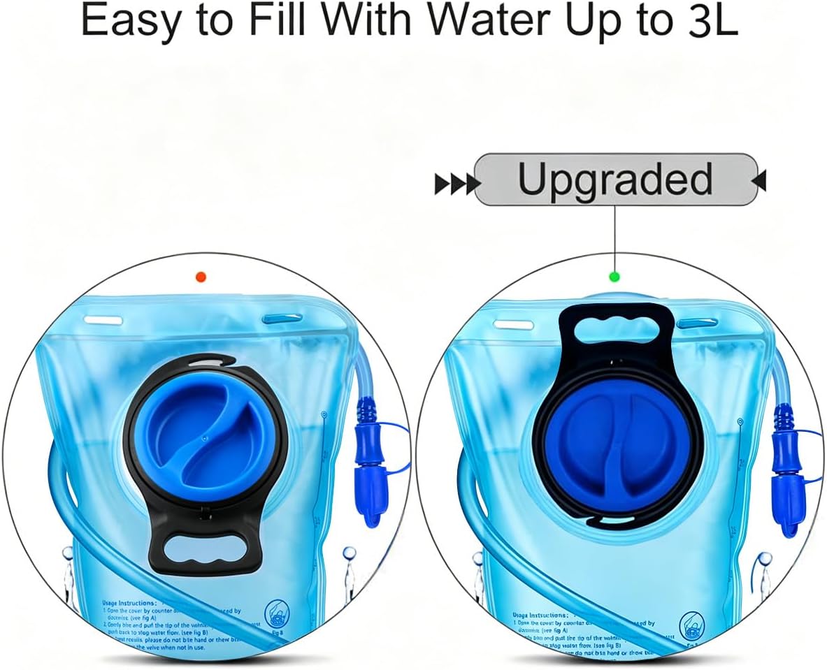 Mothybot 3L 2L 1.5L Hydration Bladder, Upgraded Leak Proof 50OZ/ 70OZ/ 100OZ 3 Liter Water Reservoir for Most Hydration Pack Replacement with Quick Release Insulated Tube & Auto Shut-Off Valve Outdoor