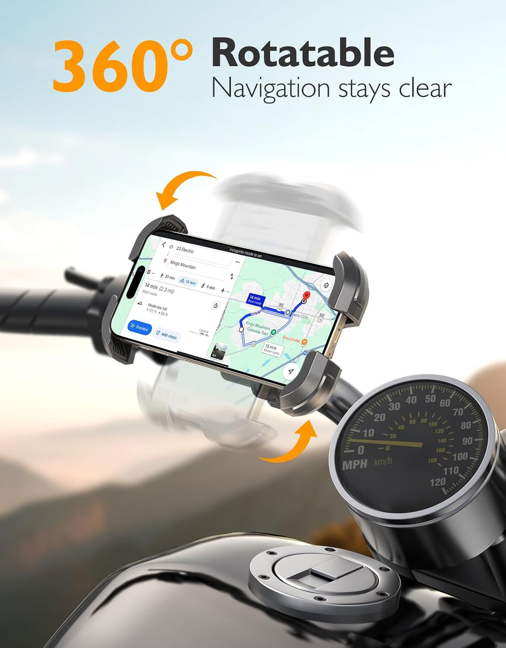 Bike Phone Holder Motorcycle Mount with Rubber Vibration Damper