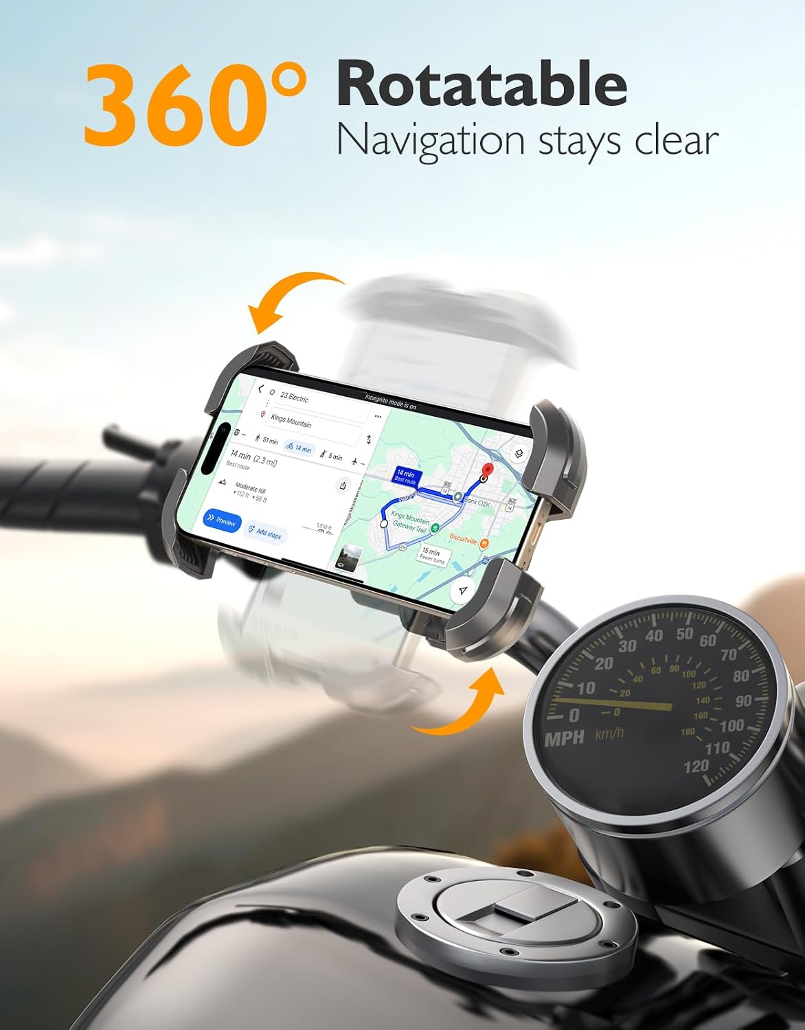 Bike Phone Holder Motorcycle Mount with Rubber Vibration Damper