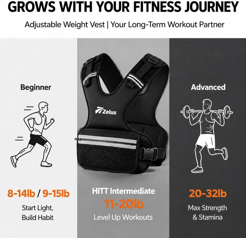 ZELUS Weighted Vest for Men & Women, Z-Fit Weight Vest Adjustable 8-32lb