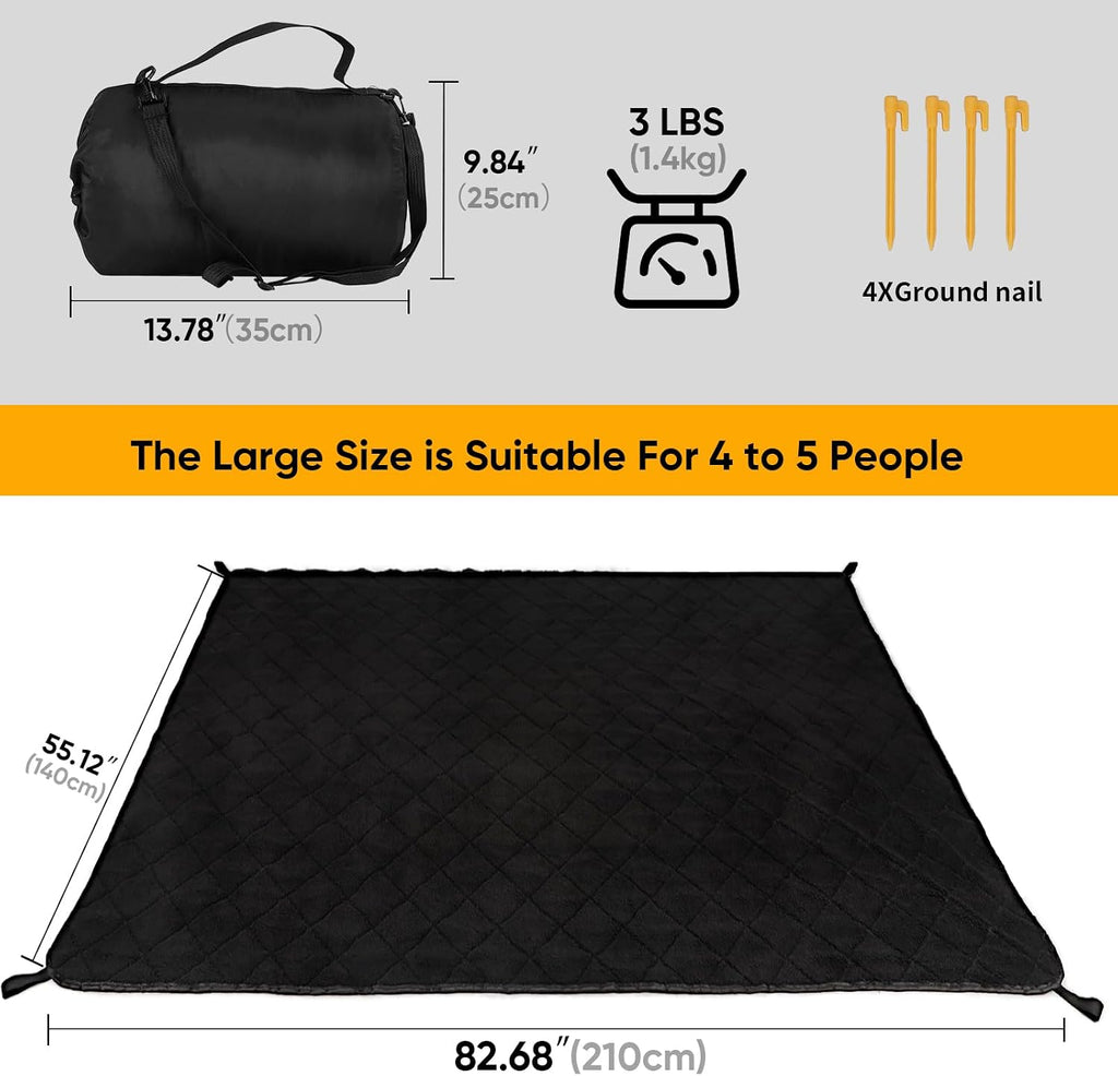 Waterproof Outdoor Blanket 82"x55", Windproof & Warm, 300 GSM Sherpa Lining