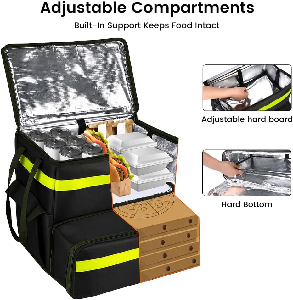 Insulated Food Delivery Backpack with Cup Holders, Expandable Bag