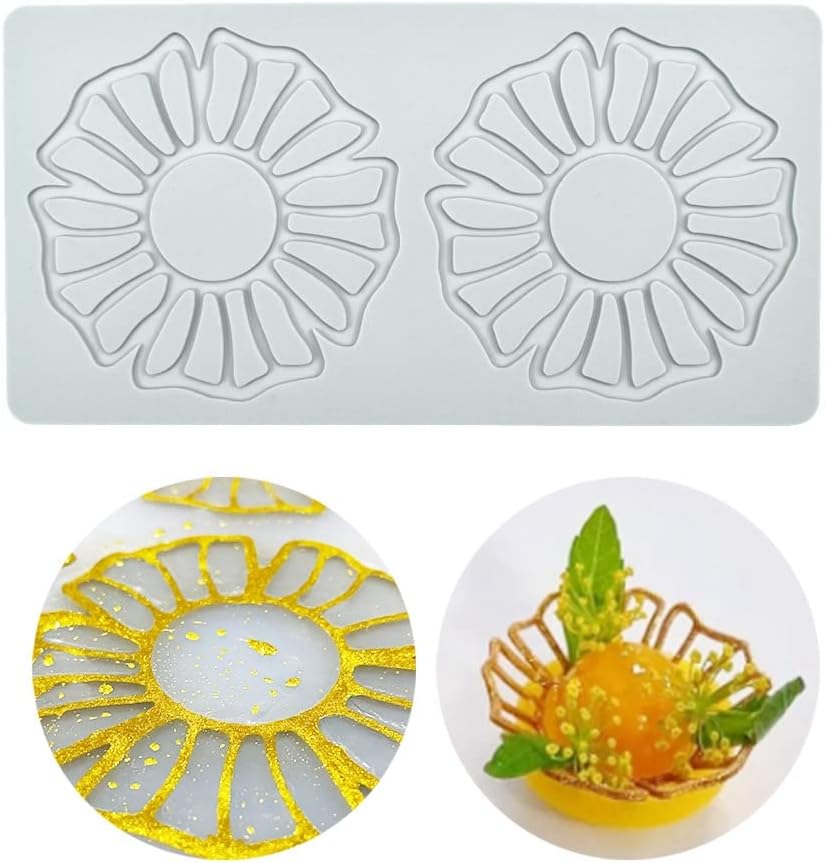 Hollow Leaf Silicone Molds Lover Heart Chocolate Molds Geometry 3D Silicone Mould Chocolate Candy Leaf Mold Sugar Craft Cake Decoration Cupcake Top (P_Flower_10*5.24 * 0.12inch)