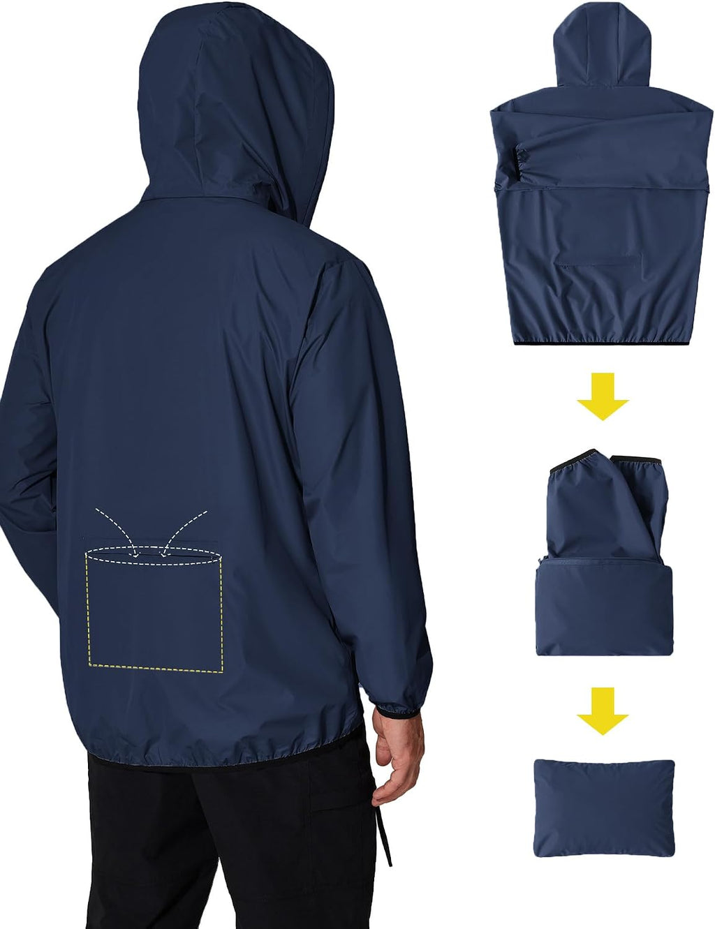 COOFANDY Men's Light Rain Jacket Packable Waterproof Raincoat Windbreaker