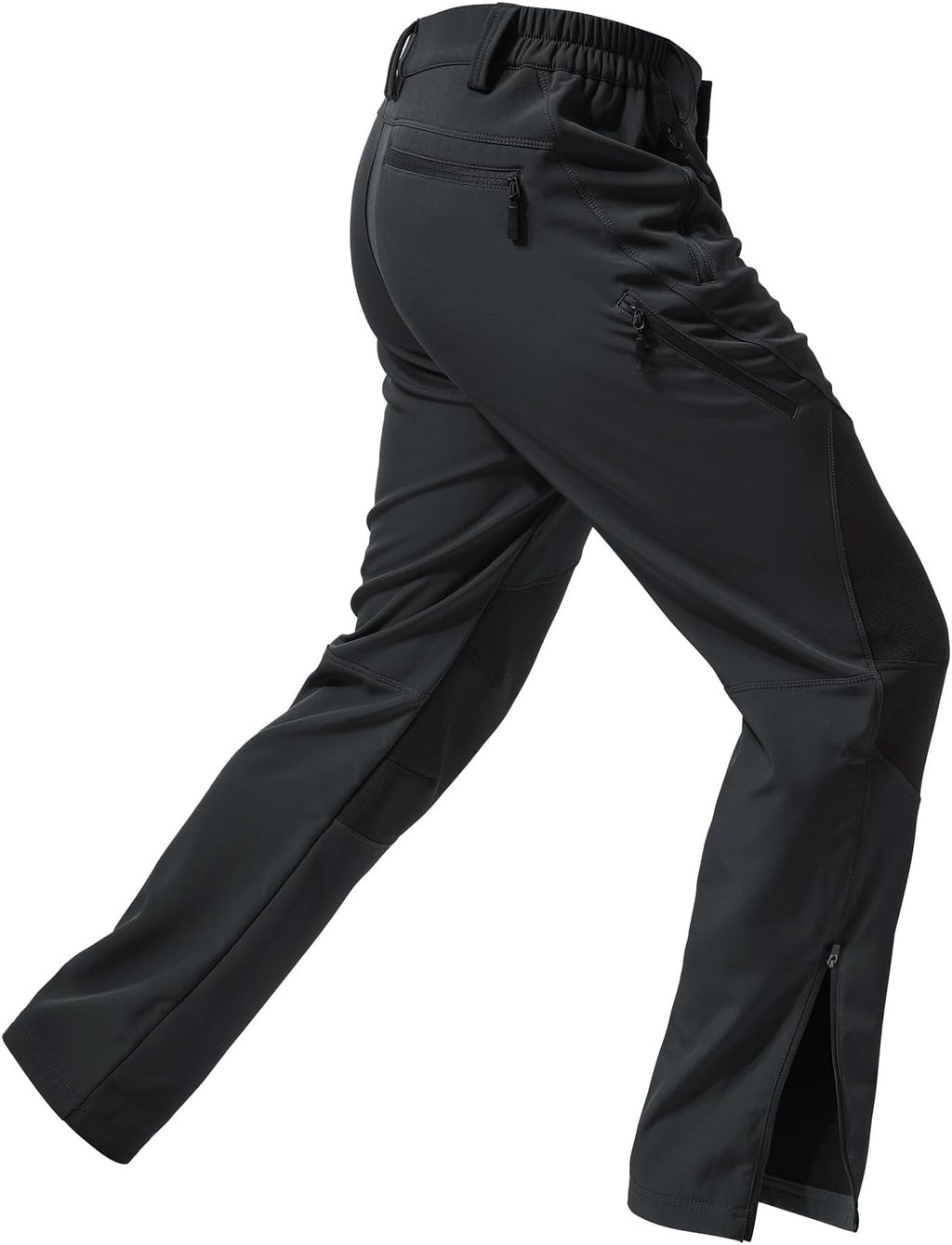 Moosehill Mens Fleece-Lined Hiking Pants: Extended Leg Zippers 7 Pockets