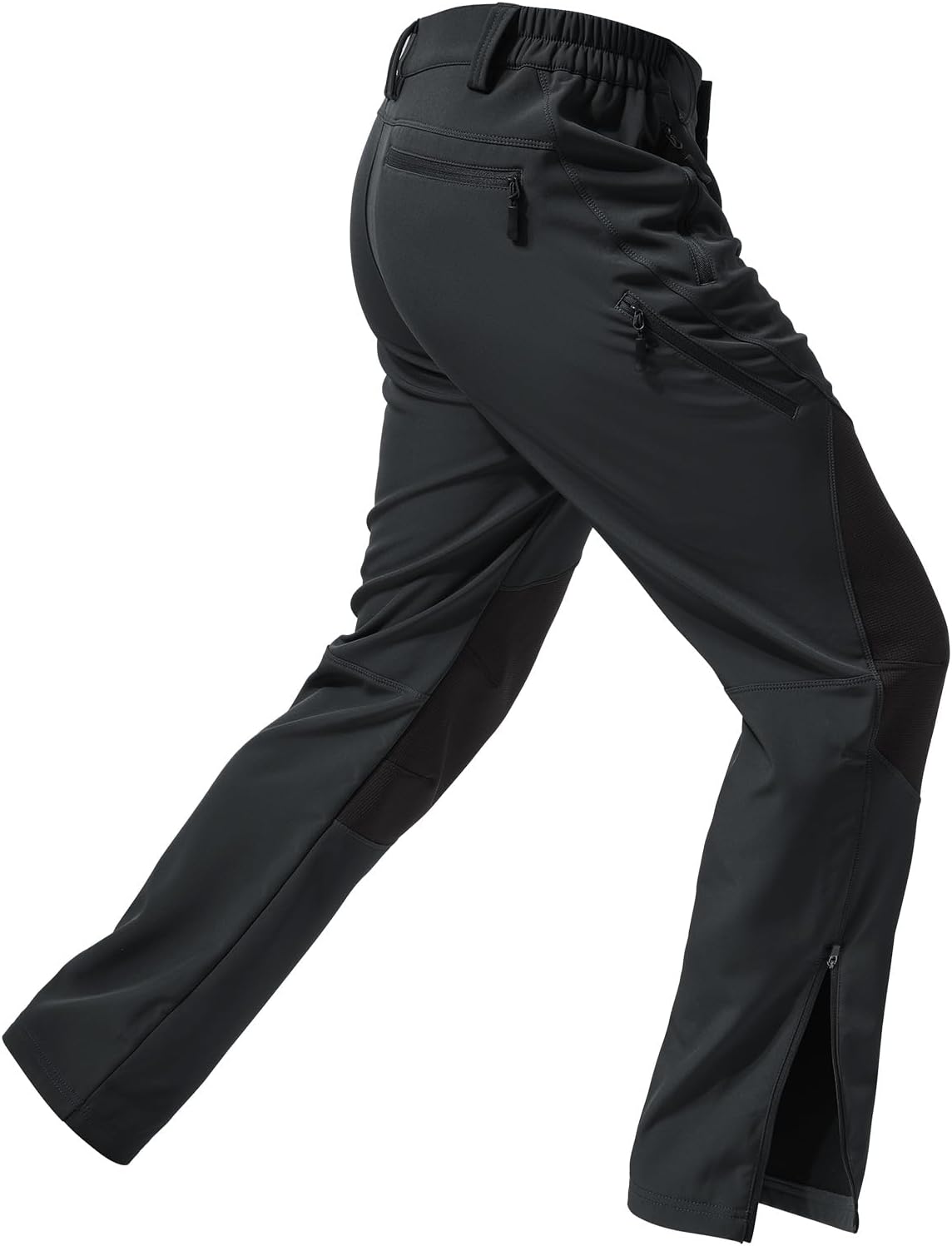 Moosehill Mens Fleece-Lined Hiking Pants: Extended Leg Zippers 7 Pockets