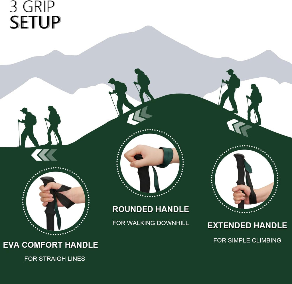 TheFitLife Folding Trekking Poles for Hiking, Lightweight Walking Sticks