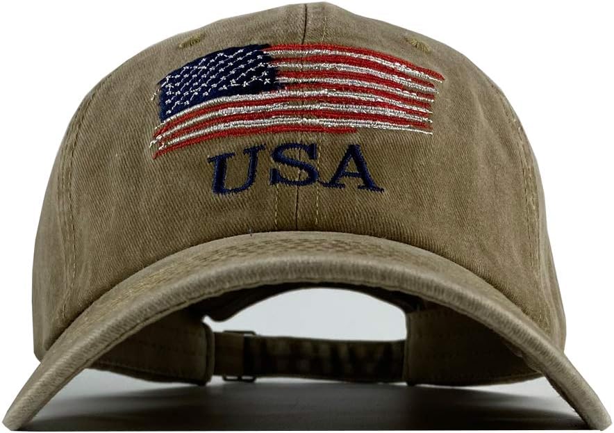 Washed American Flag Baseball Cap Adjustable Sun Dad Gift Hats for Unisex