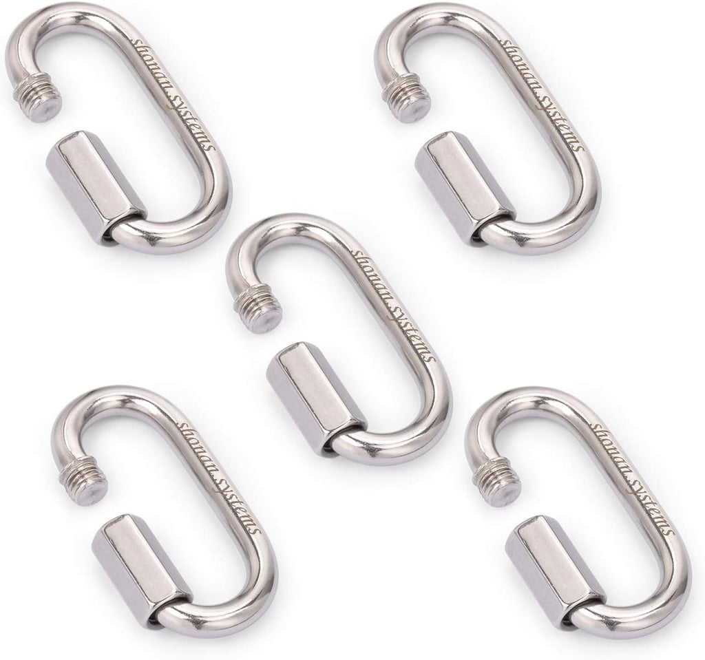 SHONAN Heavy Duty Marine Chain Quick Links, Stainless Steel Chain Connectors, Corrosion Resistant Locking Carabiners