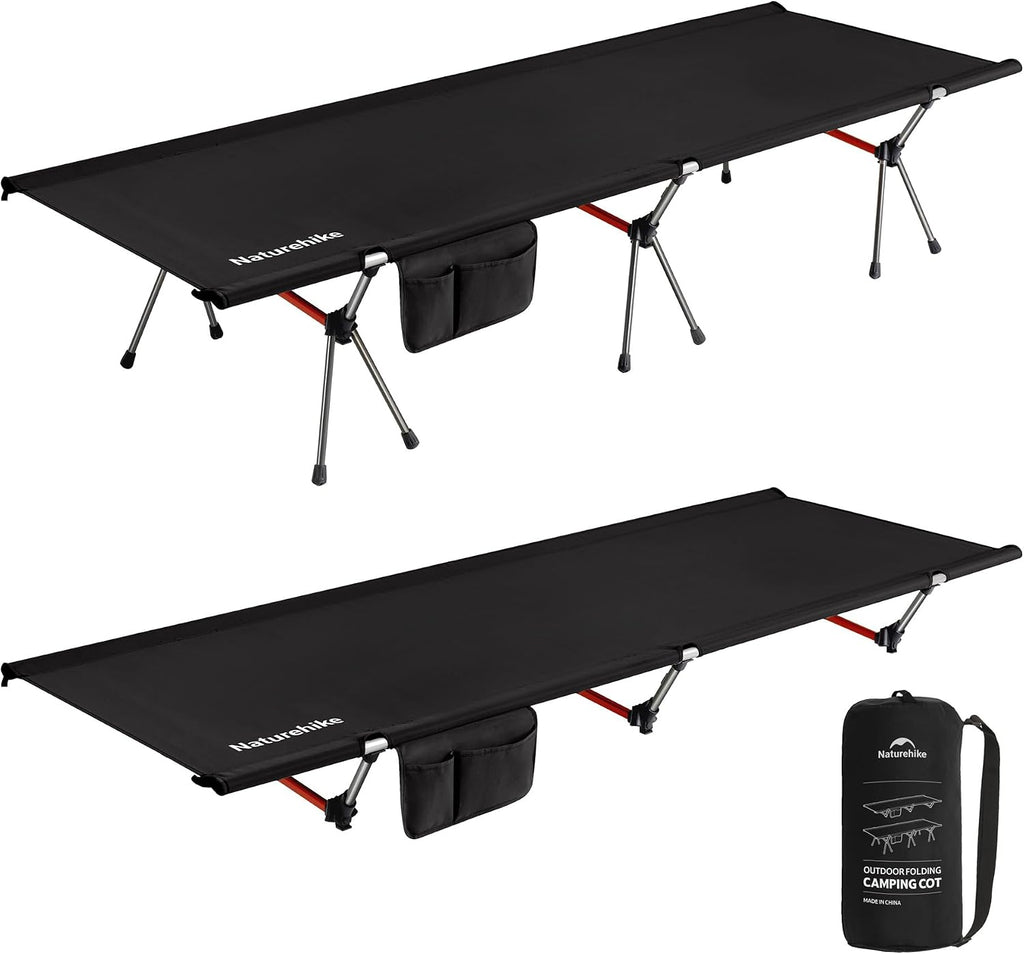 Naturehike ArmyWild Folding Camping Cot, Height Adjustable Ultralight Backpacking Cot, Portable Camping Bed for Camping Hiking Travel Home