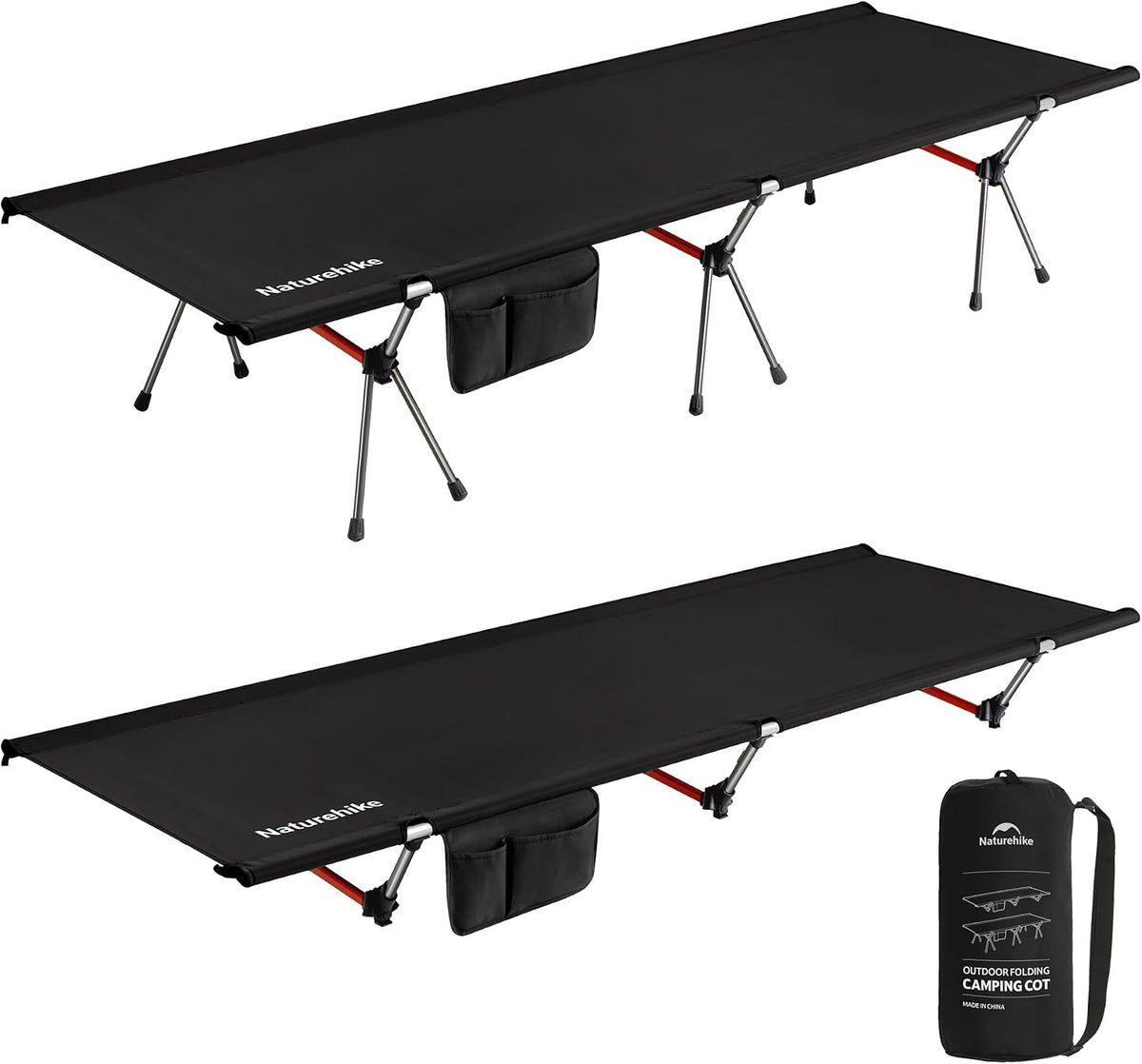 Naturehike ArmyWild Folding Camping Cot, Height Adjustable Ultralight Backpacking Cot, Portable Camping Bed for Camping Hiking Travel Home