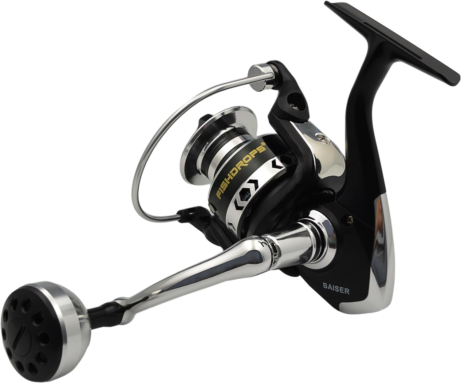 Fishdrops Spinning Fishing Reels, Lightweight Spinning Reel, 15.5 LBs Max Drag, 5.1:1/5.5:1 High Speed Ultra Smooth Powerful with CNC Aluminum Spool Fishing Reels Freshwater(Black/Gold)