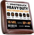 WHITEDUCK Super Heavy Duty Poly Tarp Cover 16 Mil with Grommets and Reinforced Edges (Brown- 16 Mil, 20' x 40')
