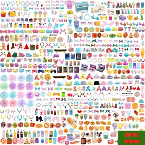 36pcs Random Cute Accessories for Dogs and Cats,Necklace Collar Clothes Glasses Hat Laptop Bow Food and Drink Fit for Shorthair Cat Collie Dachshund Cocker Spaniel Great Dane Deer Pet Figure