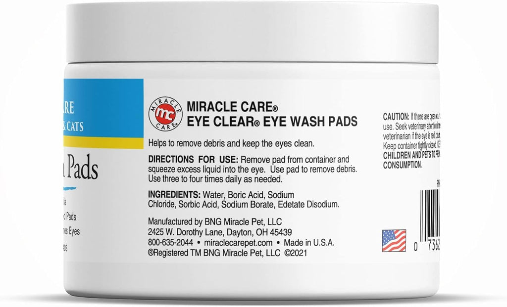 Miracle Care Eye Wash Pads for Dogs and Cats, 90 Pre-Soaked Wipes