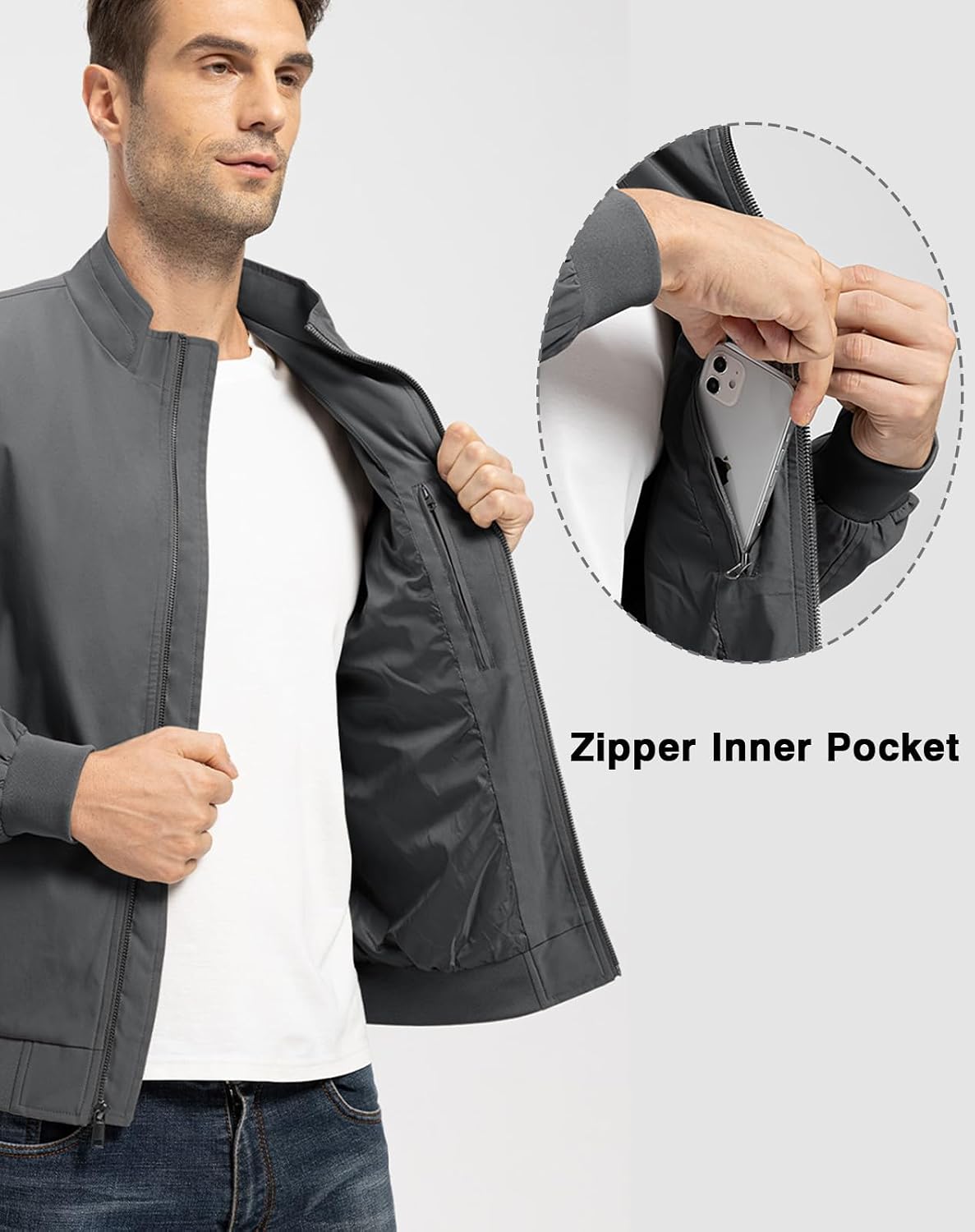 TBMPOY Men's Lightweight Jackets Casual Windbreaker Stylish Light Fall Spring Golf Work Dress Business