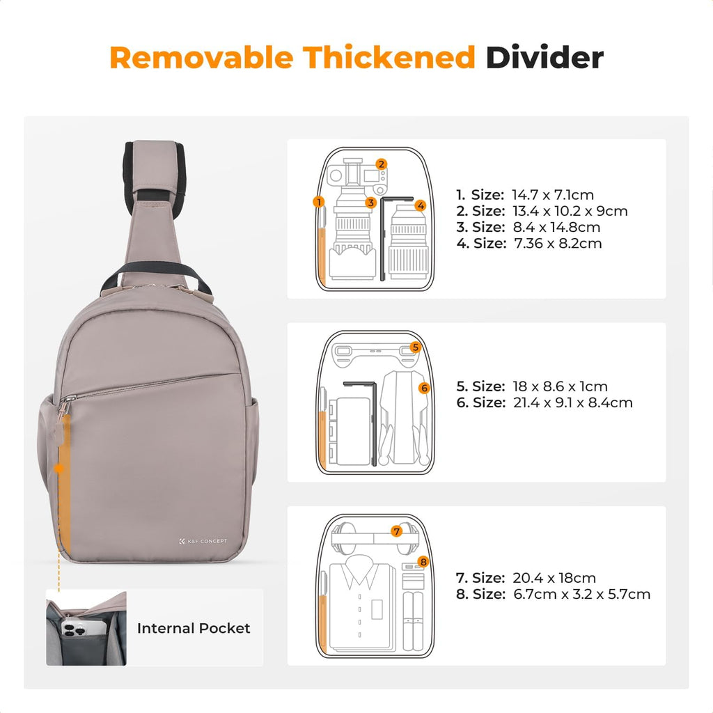 K&F CONCEPT Camera Sling Bag, Compact Crossbody Bag for DSLR Mirrorless