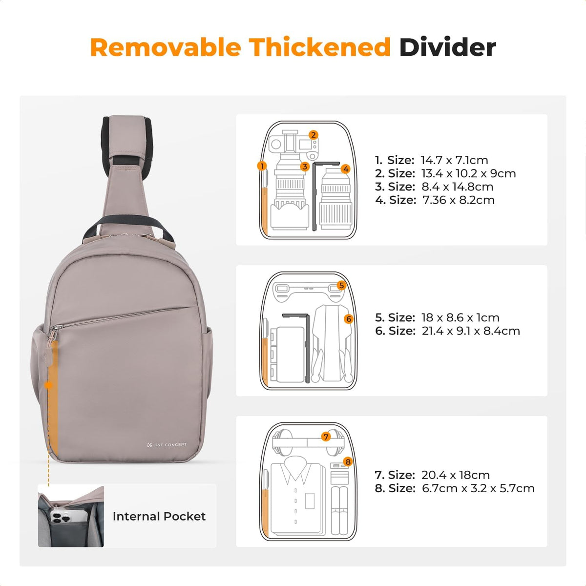 K&F CONCEPT Camera Sling Bag, Compact Crossbody Bag for DSLR Mirrorless