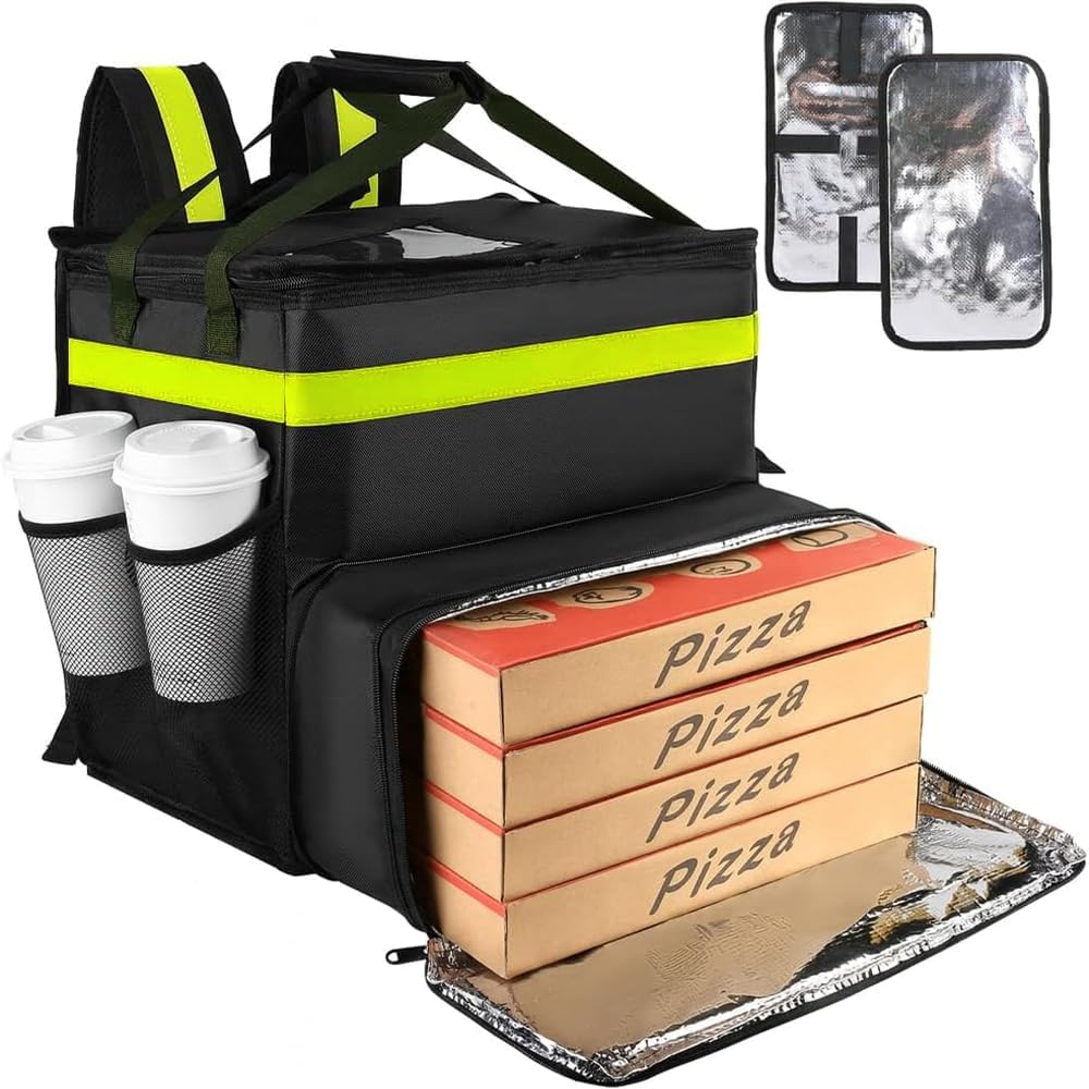 Insulated Food Delivery Backpack with Cup Holders, Expandable Bag