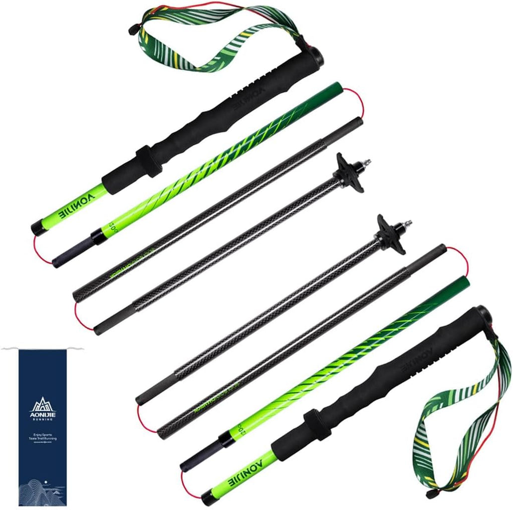 AONIJIE Trekking Poles -2 Ultralight Collapsible Carbon Fiber Hiking Poles with Anti-Shock and Quick Lock System, Folding Walking Sticks for Hiking, Camping