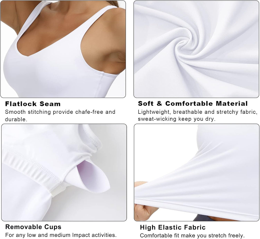 THE GYM PEOPLE Women’s Longline Sports Bra Wirefree Padded Medium Support Yoga Bras Gym Running Workout Tank Tops