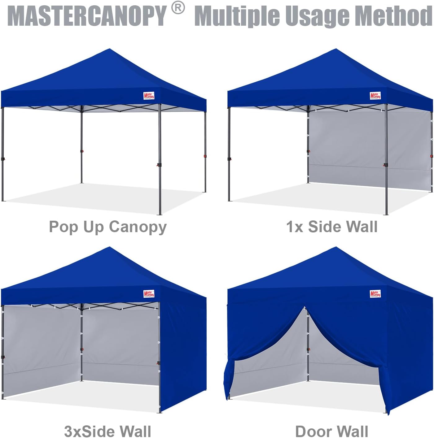 MASTERCANOPY 10x10 Heavy Duty Pop up Canopy Tent with Sidewalls, Blue