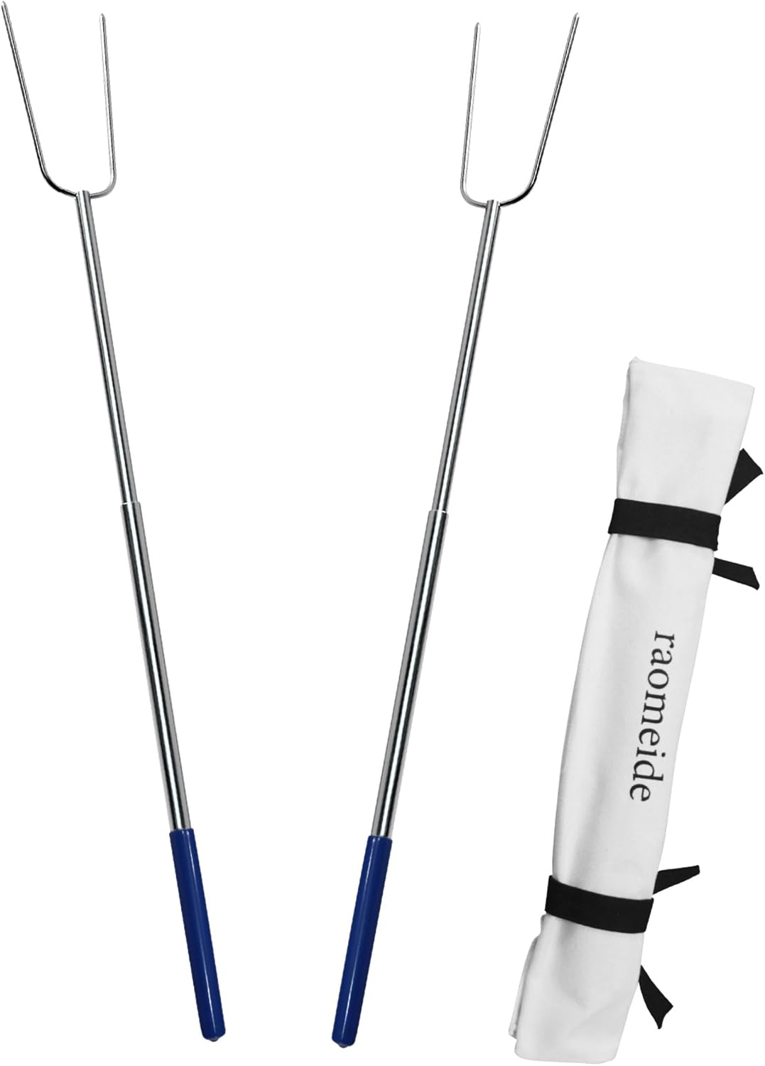 RAOMEIDE 32" Heavy Duty Hot Dog Roasting Sticks for Campfire, Smores Sticks for Fire Pit Long, Marshmallows Skewers (2 Pack)